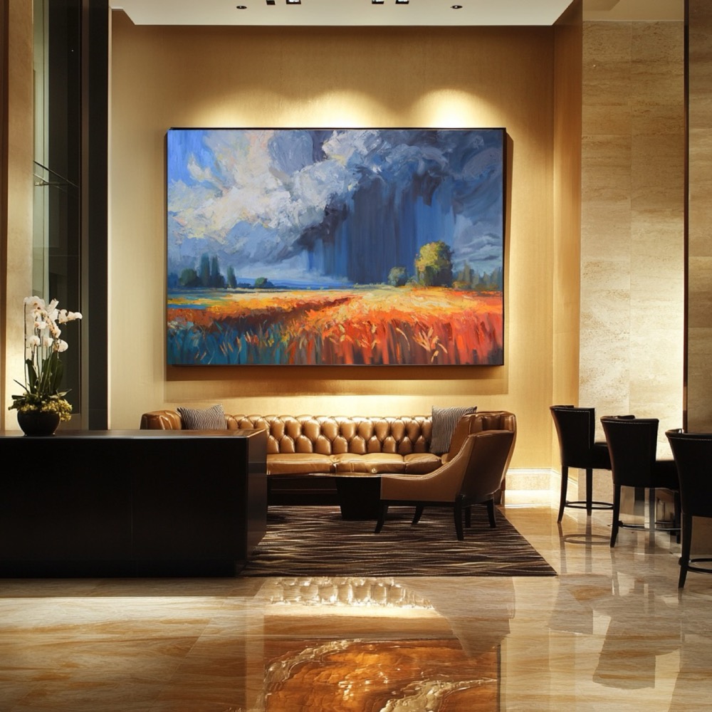 Hotel-Lobby mit dem Gemälde Fields of Gold