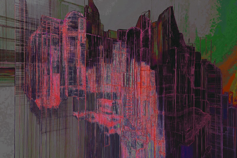 Werk aus der Gruppe FADENWERK: eine Stadt aus Fäden