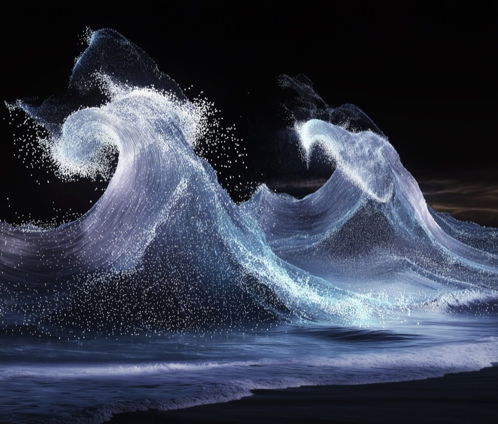 Fine Art Print The Waves I: eine Welle auf schwarzem Grund